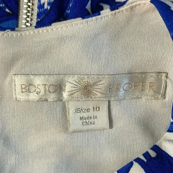Boston Proper China Lattice Sheath Floral Blue White Mini Dress Women Size 10 - Picture 6 of 7
